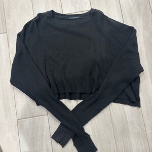 Brandy Melville Waffle Cropped Long Sleeve Top